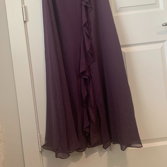 Azazie Kiki Plum Bridesmaid Dress Size 8 HEMMED - Picture 9 of 13